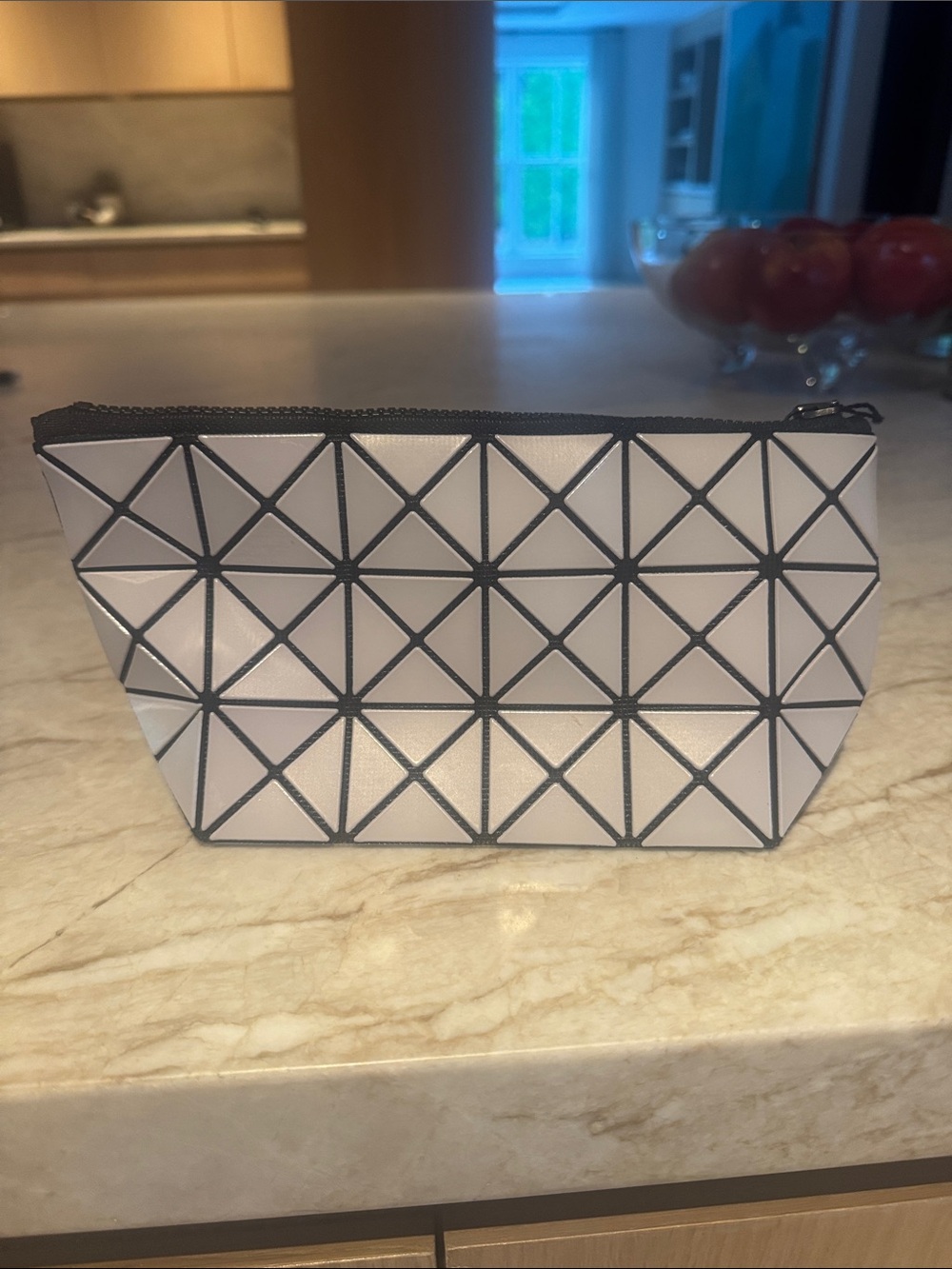 Issey Miyake Triangular Panel Cosmetic Pouch - Silver